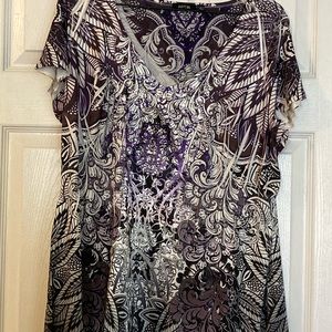 Apt 9  blouse plus sz 1x purple and white